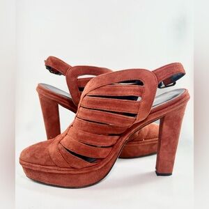 Castañer Women's Suede Leather Heels Rust Brown Castaner Spain